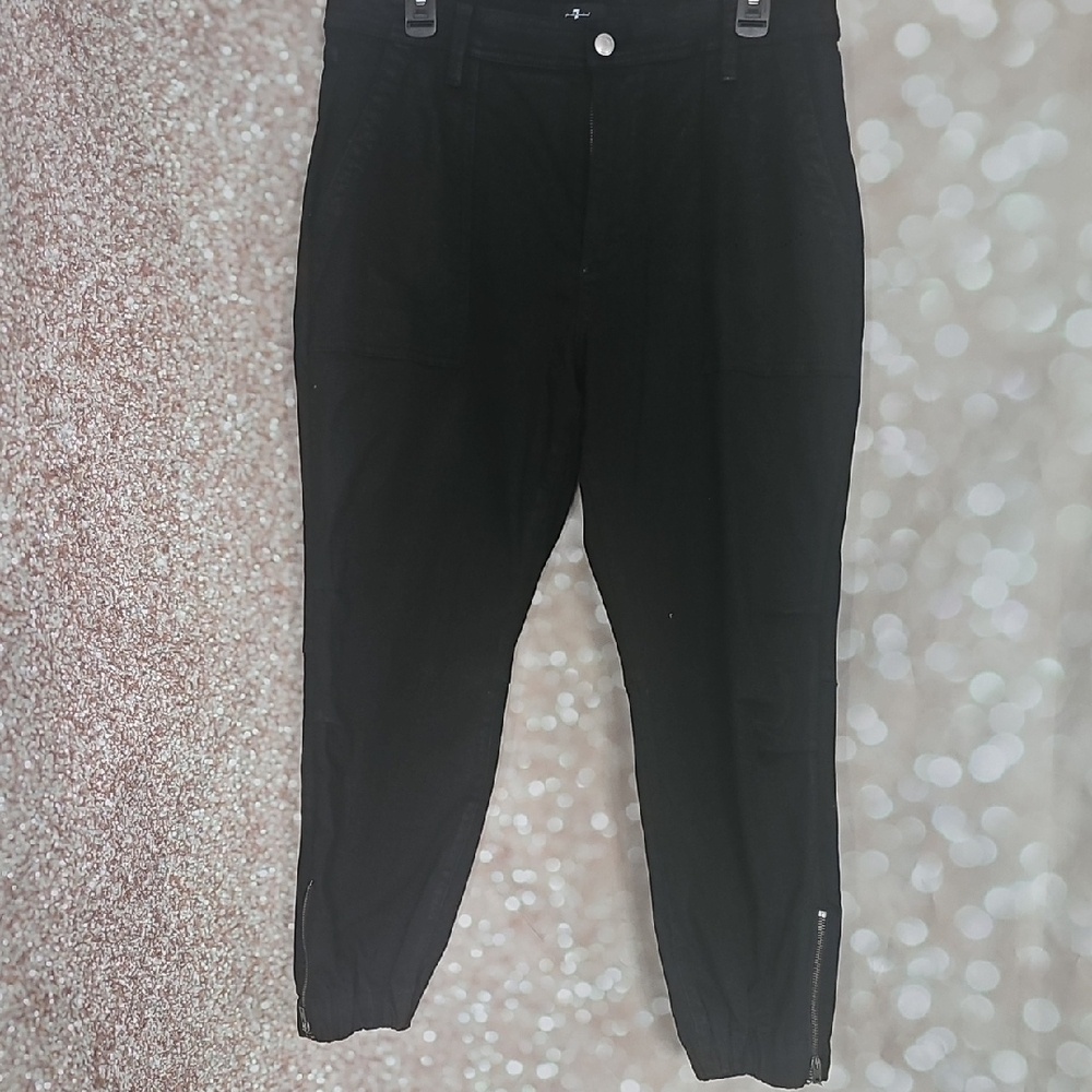 7 For All Mankind Women's Black Cargo Jeans